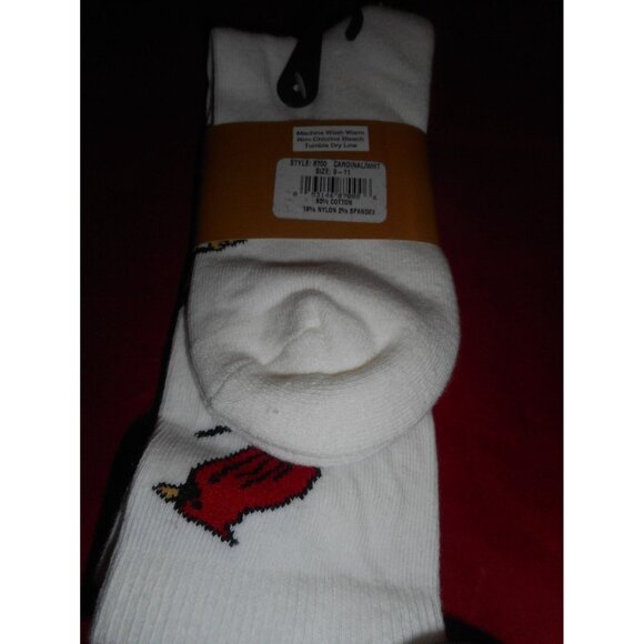 1 Pair High Meadows 80% Cotton Cushion Boot Crew Socks White Cardinal Bird 9-11 - Picture 3 of 4